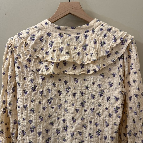 ZARA Ruffle Blouse ditsy Floral Print size medium cottage core modest bohemian - Picture 10 of 11